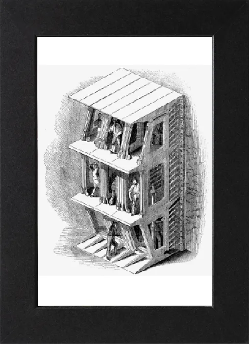 Impression encadrée : Le bouclier de tunnel utilisé dans la construction du Tunnel de la Tamise, Londres, 1842. Impression encadrée : Le bouclier de tunnel utilisé dans la construction du Tunnel de la Tamise, Londres, 1842.
