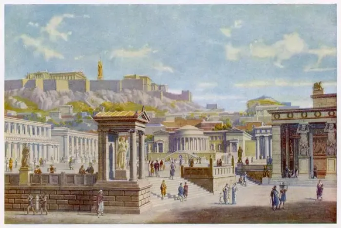 Impression encadrée : Athènes / Agora de reconstruction