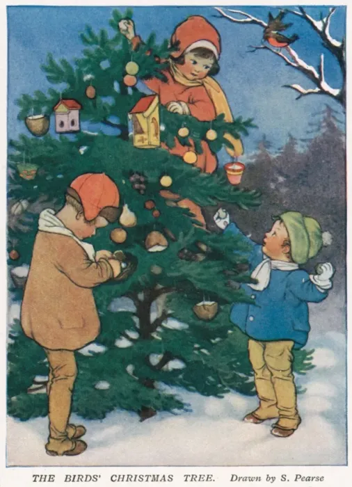 Impression encadrée : Enfants avec le sapin de Noël