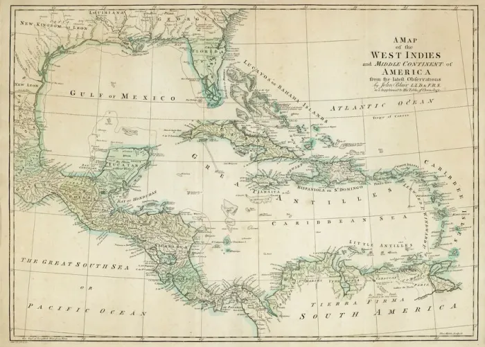 Impression encadrée : Carte des Caraïbes Impression encadrée : Carte des Caraïbes
