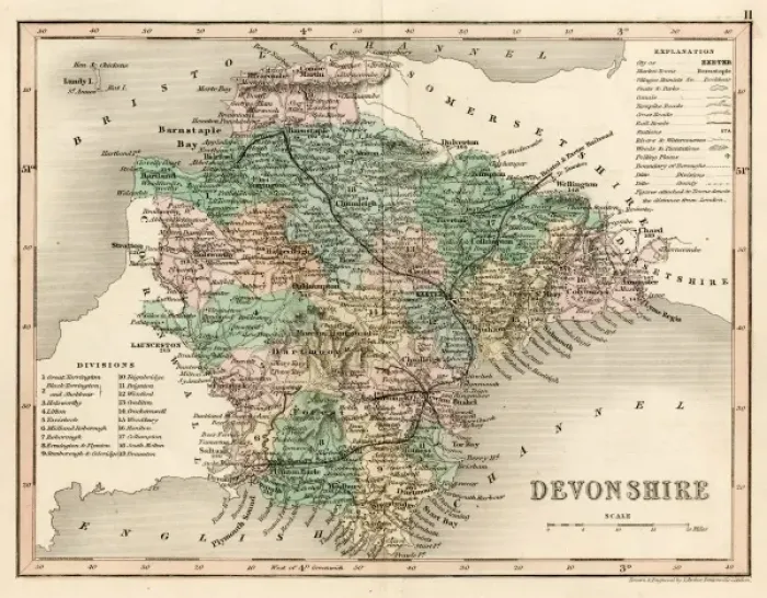 Impression encadrée : MAP  /  DEVON C1857