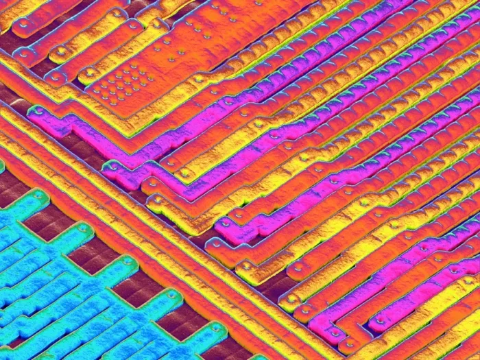 Impression encadrée : Surface du microchip, SÉM Impression encadrée : Surface du microchip, SÉM