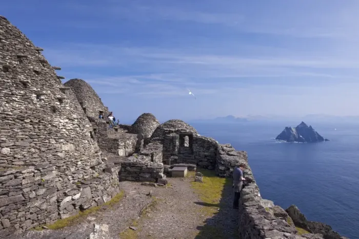 Impression encadrée : Monastère celtique de Skellig Michael, site du patrimoine mondial de l'UNESCO et comté de la Corse