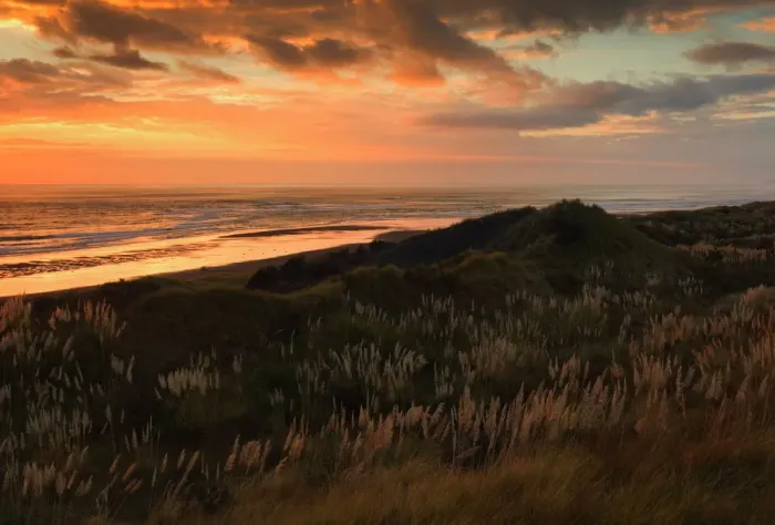 Impression encadrée : Coucher de soleil, plage d'océan