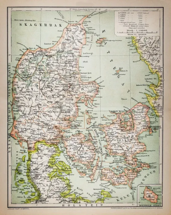 Impression encadrée : Carte du Danemark.