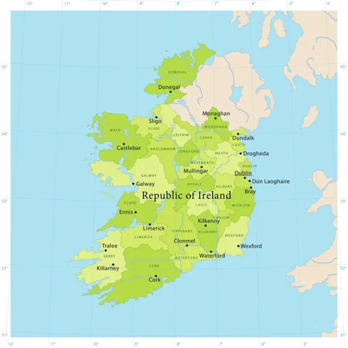 Impression encadrée : Carte vectorielle d'Irlande.