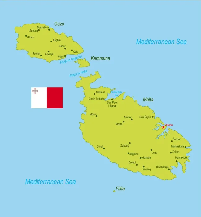 Impression encadrée : Carte de la Malte