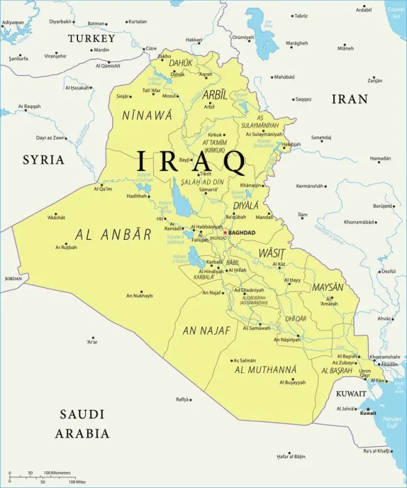 Impression encadrée : Carte de Référence d'Irak Impression encadrée : Carte de Référence d'Irak