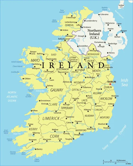 Impression encadrée : Carte de Référence d'Irlande