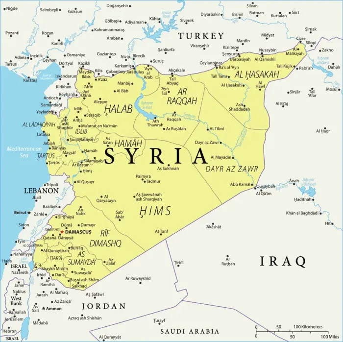 Impression encadrée : Carte de Référence de la Syrie