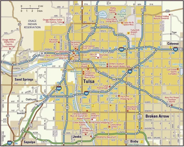 Impression encadrée : Plan de la région de Tulsa. Impression encadrée : Plan de la région de Tulsa.