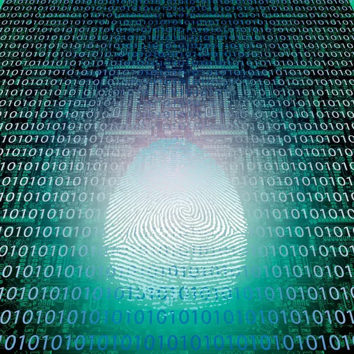 Impression encadrée : Fingerprint de machine. Code binaire.