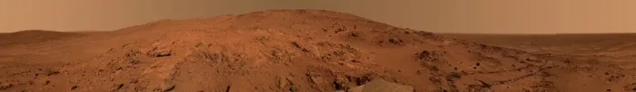 Impression encadrée : Vue panoramique de Mars, du 27 février au 2 mars 2005 - Cette vue panoramique a été acquise par les caméras panoramiques du rover Spirit à partir d'une position connue sous le nom informel de Larry's Lookout le long de la remontée vers Husband Hill.