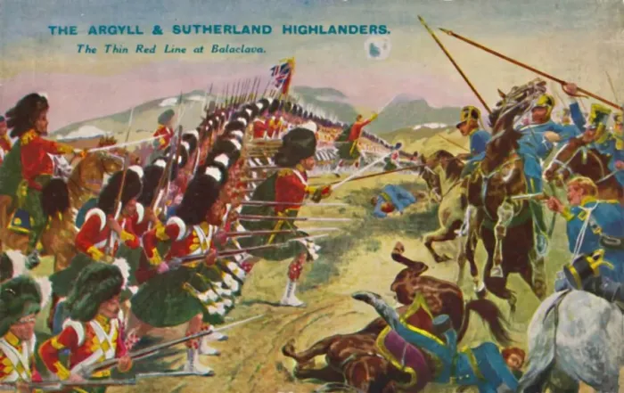 Impression encadrée : Les Argyll & Sutherland Highlanders. La Ligne Rouge mince à Balaclava, 1854, (1939). Impression encadrée : Les Argyll & Sutherland Highlanders. La Ligne Rouge mince à Balaclava, 1854, (1939).