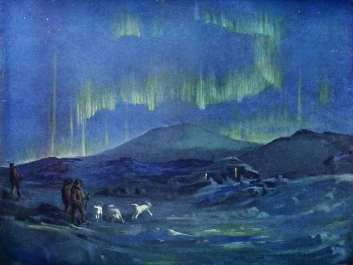 Impression encadrée : L'Aurora austral. c1908, (1909). Artiste : George Marston. Impression encadrée : L'Aurora austral. c1908, (1909). Artiste : George Marston.