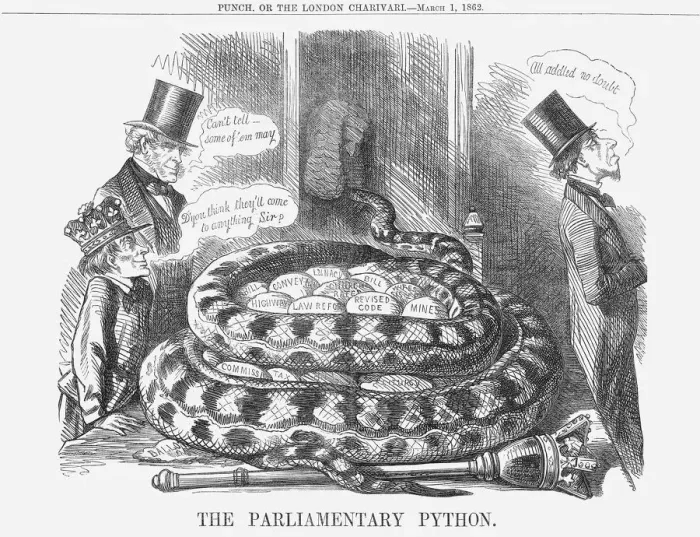 Impression encadrée : Le Python parlementaire, 1862. Impression encadrée : Le Python parlementaire, 1862.