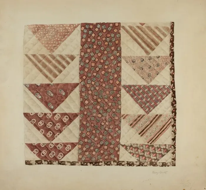 Impression encadrée : Patchwork Quilt (Section), c. 1938. Créateur : Henry Granet