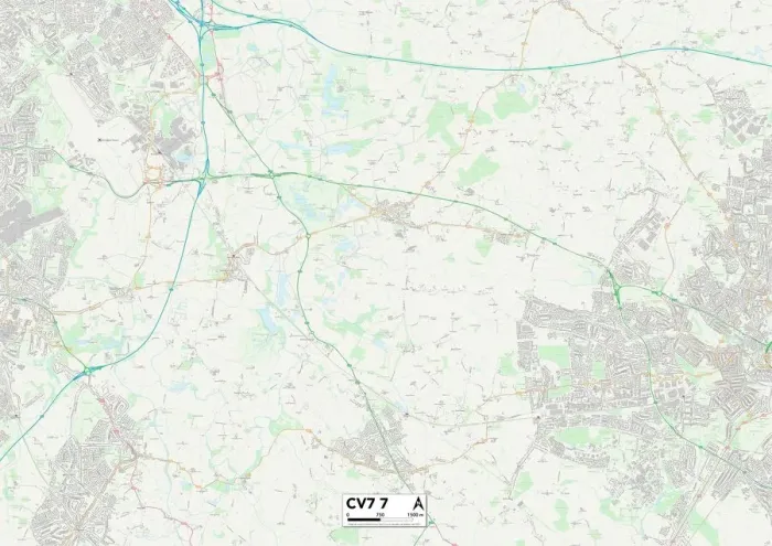 Impression encadrée : Coventry CV7 7 Carte Impression encadrée : Coventry CV7 7 Carte