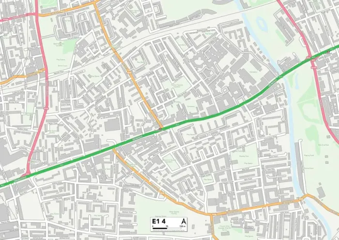 Impression encadrée : Tower Hamlets E1 4 Carte Impression encadrée : Tower Hamlets E1 4 Carte