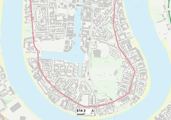 Impression encadrée : Tower Hamlets E14 3 Carte Impression encadrée : Tower Hamlets E14 3 Carte