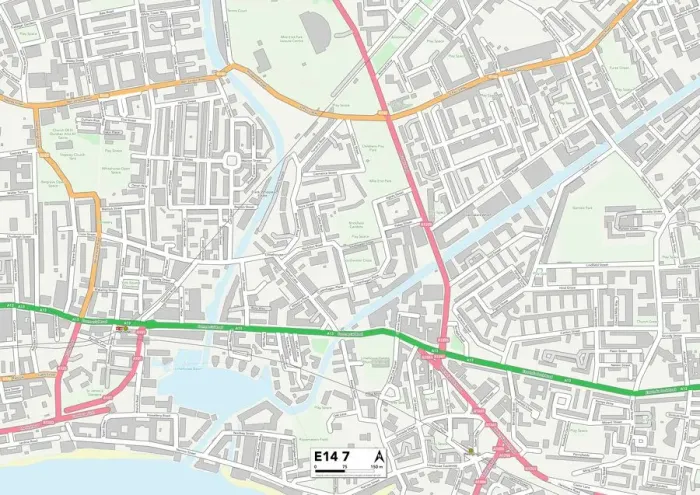 Impression encadrée : Tower Hamlets E14 7 Carte Impression encadrée : Tower Hamlets E14 7 Carte