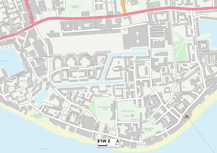 Impression encadrée : Tower Hamlets E1W 2 Carte