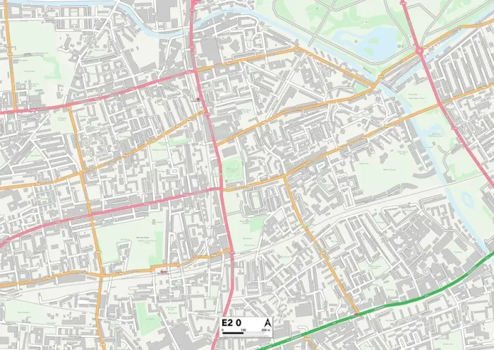 Impression encadrée : Tower Hamlets E2 0 Carte Impression encadrée : Tower Hamlets E2 0 Carte