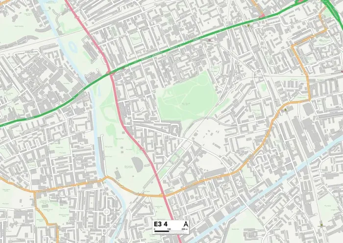 Impression encadrée : Tower Hamlets E3 4 Carte Impression encadrée : Tower Hamlets E3 4 Carte