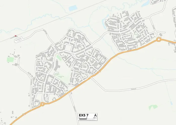 Impression encadrée : Devon de l'Est EX5 7 Carte.