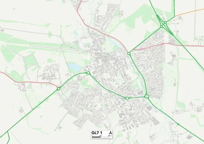 Impression encadrée : Cotswold GL7 1 Carte.