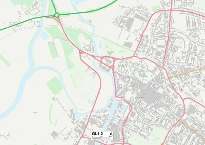 Impression encadrée : Gloucester GL1 2 Plan Impression encadrée : Gloucester GL1 2 Plan