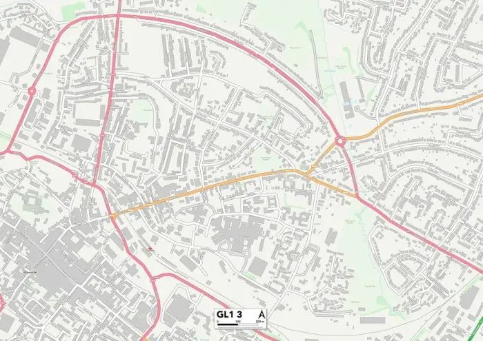Impression encadrée : Gloucester GL1 3 Carte Impression encadrée : Gloucester GL1 3 Carte