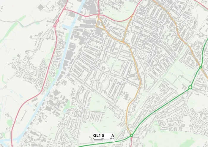 Impression encadrée : Gloucester GL1 5 Plan Impression encadrée : Gloucester GL1 5 Plan