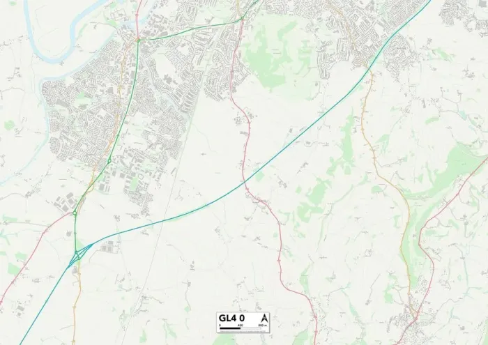 Impression encadrée : Gloucester GL4 0 Carte