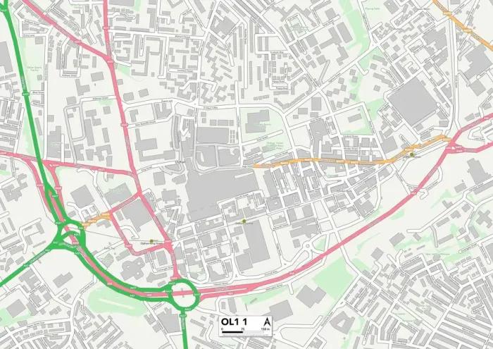 Impression encadrée : Oldham OL1 1 Carte