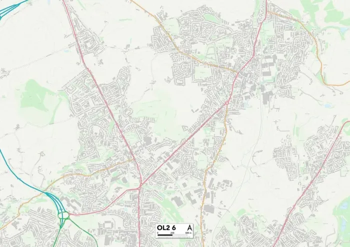 Impression encadrée : Oldham OL2 6 Carte Impression encadrée : Oldham OL2 6 Carte