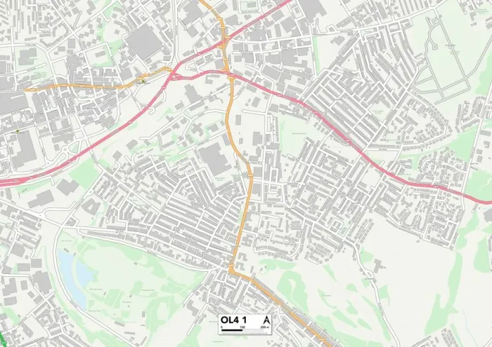 Impression encadrée : Oldham OL4 1 Carte.