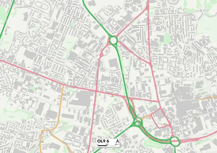 Impression encadrée : Oldham OL9 6 Carte