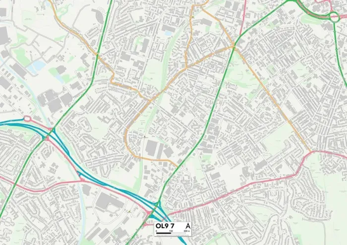 Impression encadrée : Oldham OL9 7 Carte. Impression encadrée : Oldham OL9 7 Carte.