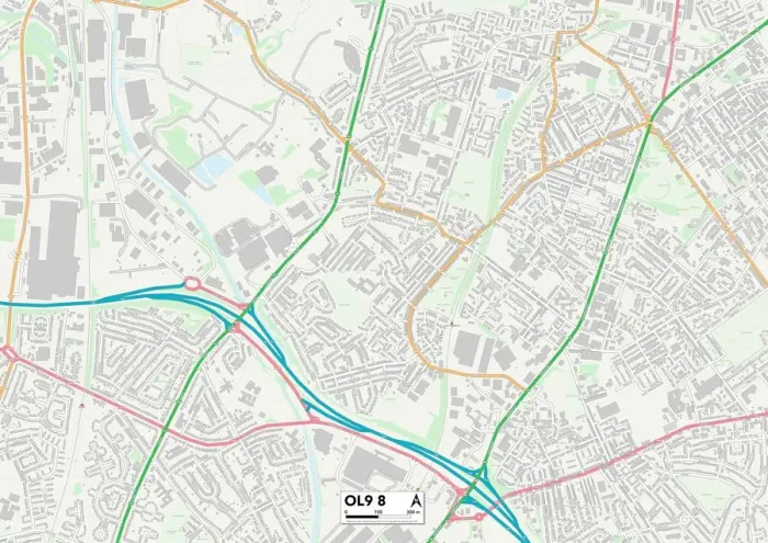 Impression encadrée : Oldham OL9 8 Carte Impression encadrée : Oldham OL9 8 Carte