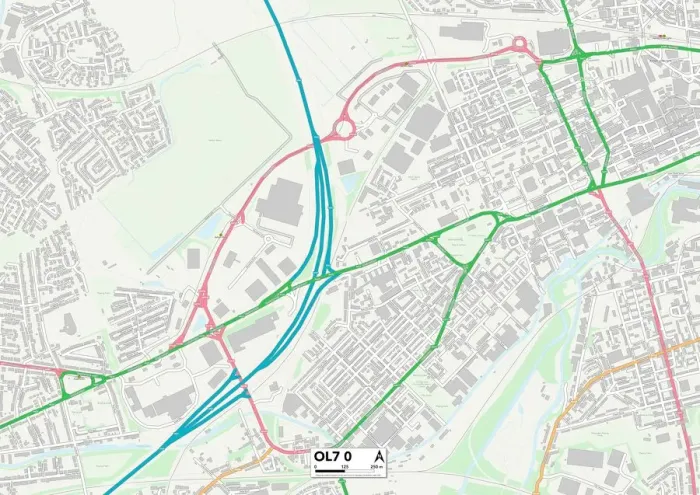 Impression encadrée : Tameside OL7 0 Carte