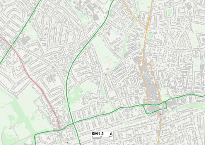 Impression encadrée : SM1 2 Sutton Carte