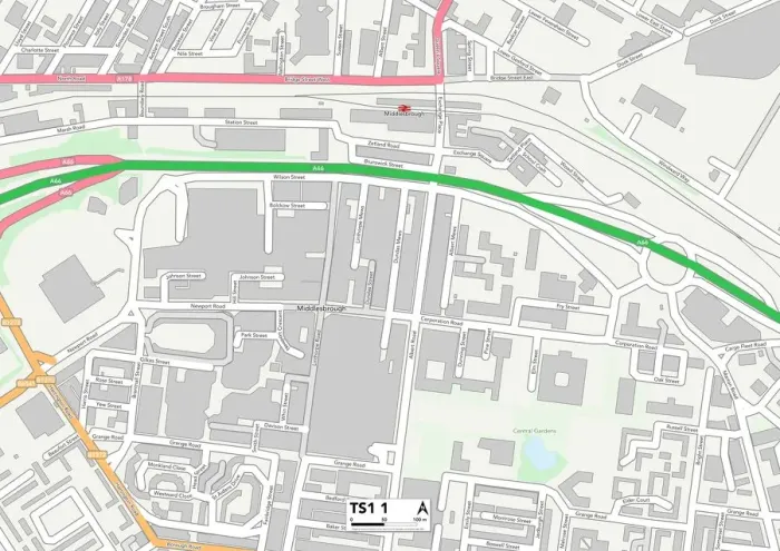 Impression encadrée : Middlesbrough TS1 1 Carte. Impression encadrée : Middlesbrough TS1 1 Carte.