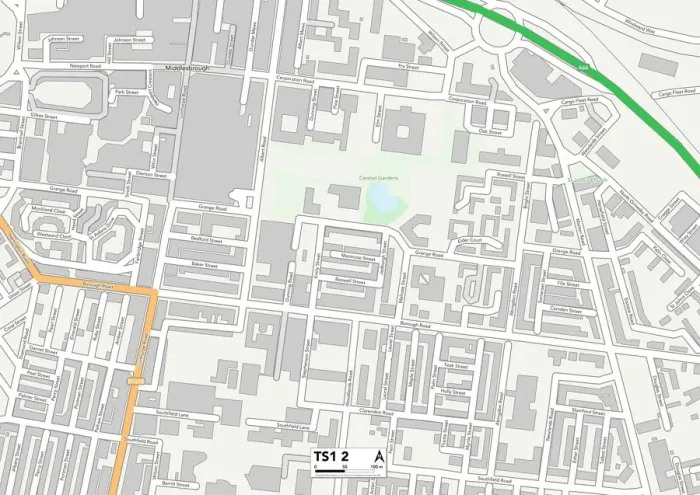 Impression encadrée : Middlesbrough TS1 2 Carte Impression encadrée : Middlesbrough TS1 2 Carte