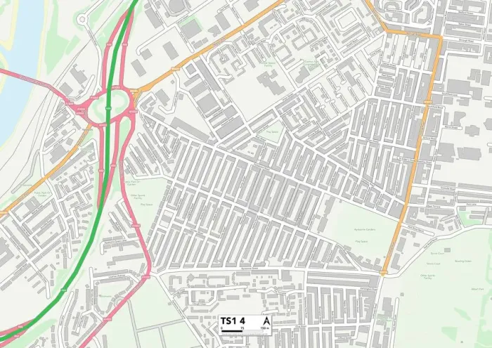 Impression encadrée : Middlesbrough TS1 4 Carte Impression encadrée : Middlesbrough TS1 4 Carte