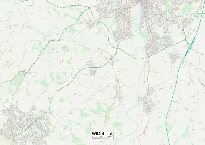 Impression encadrée : Worcester WR2 4 Carte. Impression encadrée : Worcester WR2 4 Carte.