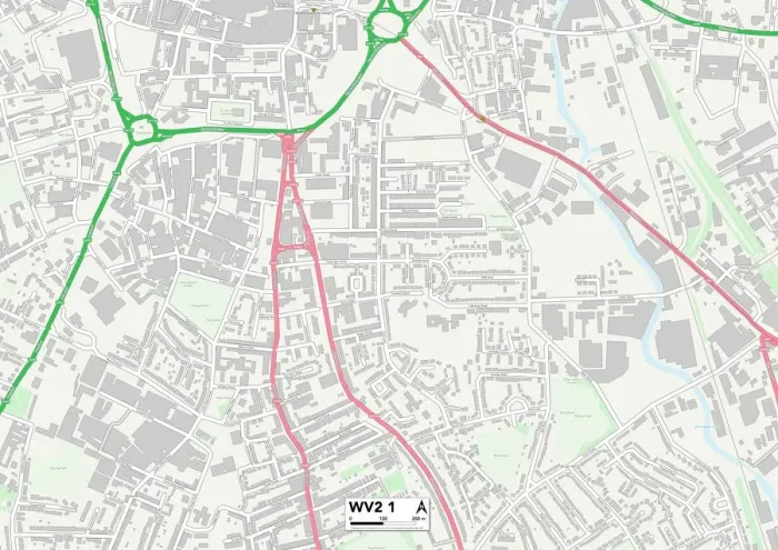Impression encadrée : Wolverhampton WV2 1 Carte