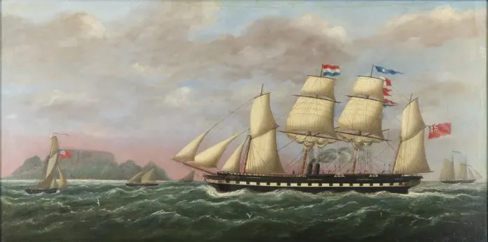 Impression encadrée : Le SS Great Britain à la baie de Table, 1852.