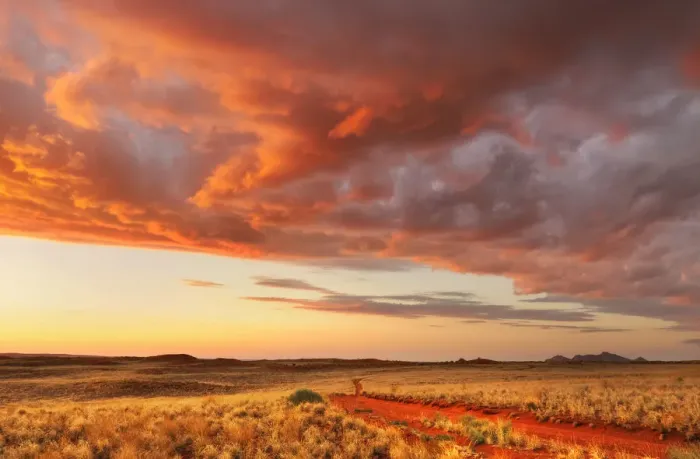 Impression encadrée : Namibia. Coucher de soleil, Lodge des Dunes, Wolwedans Lodge