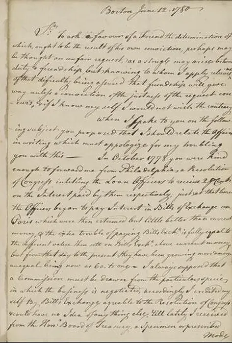 Impression encadrée : Lettre de Nathaniel Appleton, texte, Correspondance, 1780.